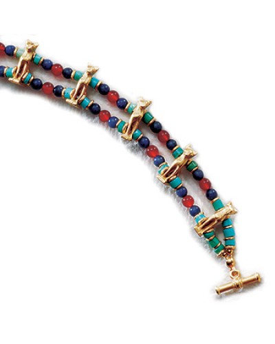 Bastet Cat Bracelet with Beads