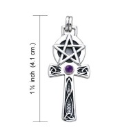 Celtic Knot Pentagram Ankh with Amethyst Pendant