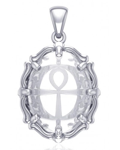 Ankh Quartz Crystal Sterling Silver Pendant