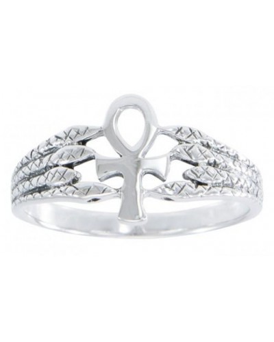 Egyptian Ankh Snake Silver Ring