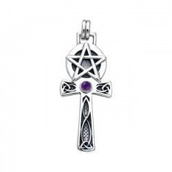 Celtic Knot Pentagram Ankh with Amethyst Pendant