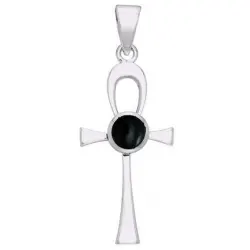 Ankh Egyptian Pendant with Black Onyx Gem