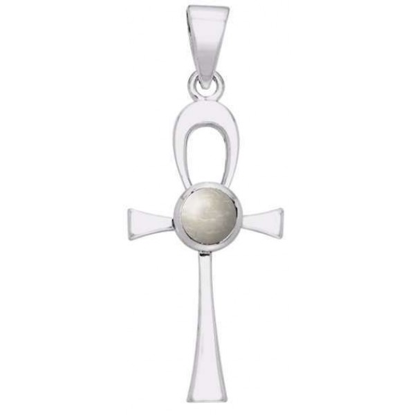 Ankh Egyptian Pendant with Mother of Pearl Gem