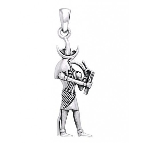 Egyptian God Thoth Pendant Sterling Silver Gods Wisdom Language Magic Moon