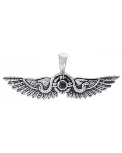 Egyptian Winged Sun Disk Pendant with Gemstone