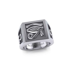 The Eye of Horus and Ankh Mens Signet Ring