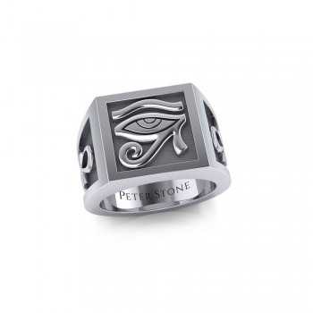 The Eye of Horus and Ankh Mens Signet Ring
