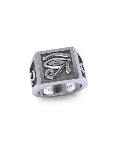 The Eye of Horus and Ankh Mens Signet Ring