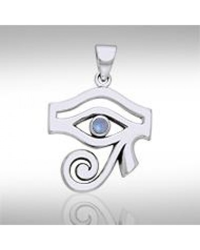 Eye of Horus Rainbow Moonstone Gemstone Pendant