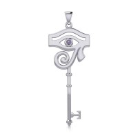 Eye of Horus Key Pendant with Amethyst