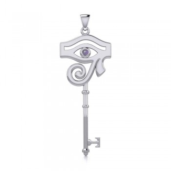 Eye of Horus Key Pendant with Amethyst