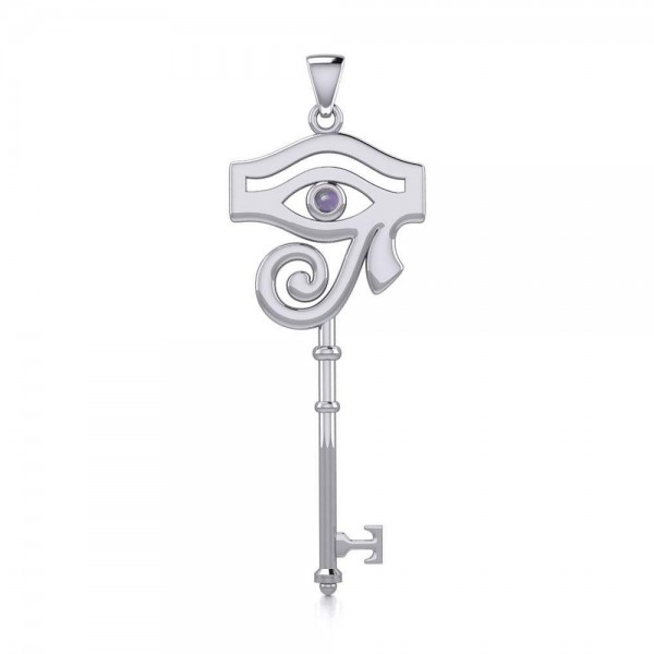 Eye of Horus Key Pendant with Amethyst