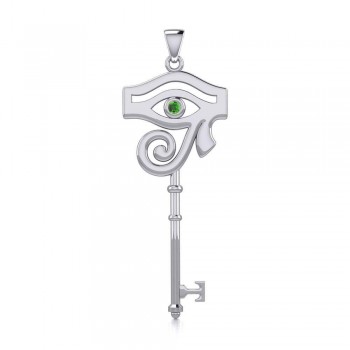 Eye of Horus Key Pendant with Emerald