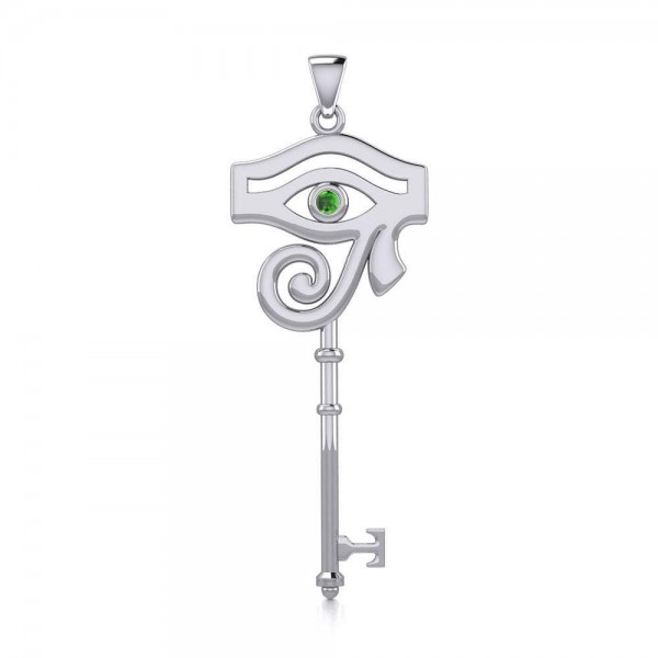 Eye of Horus Key Pendant with Emerald