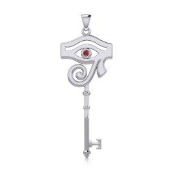 Eye of Horus Key Pendant with Garnet