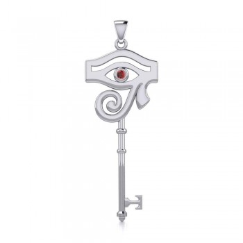 Eye of Horus Key Pendant with Garnet