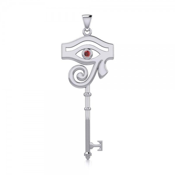 Eye of Horus Key Pendant with Garnet