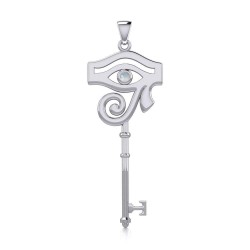 Eye of Horus Key Pendant with Rainbow Moonstone