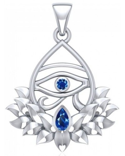 Lotus Eye of Horus Gemstone Pendant