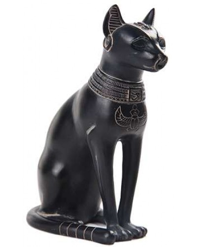 Black Egyptian Bastet Bast Cat Statue Resin Sculpture Ancient Goddess Figurine