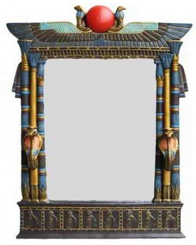 Wadjet Egyptian Wall Mirror with Cobra Candle Sconces