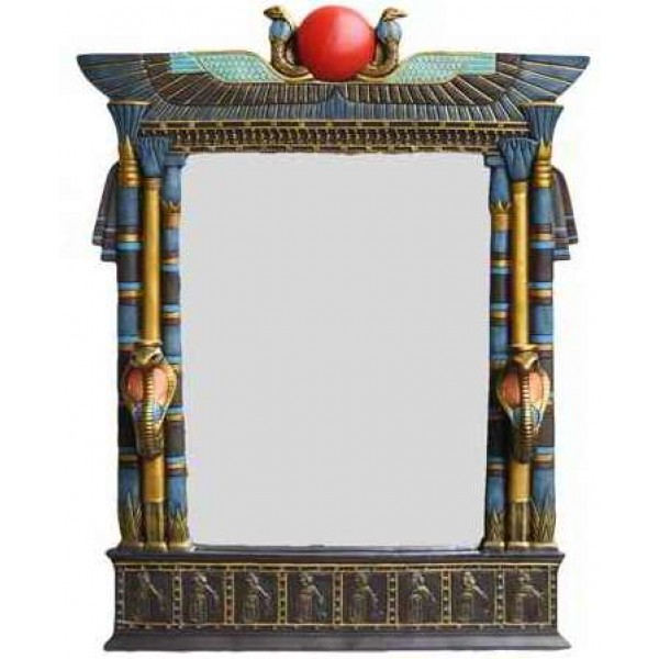 Wadjet Egyptian Wall Mirror with Cobra Candle Sconces