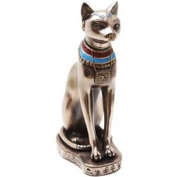 Bastet Bronze Cat Statue with Collar