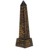 Egyptian Obelisk Mini Statue Black and Gold