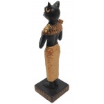 Bastet with Sistrum Mini Egyptian Statue Black and Gold