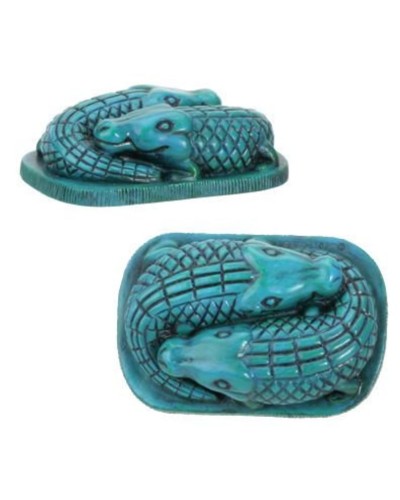 Faience Blue Egyptian Crocodile Statue