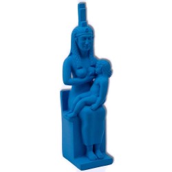 Isis Nursing Horus Blue Faience Egyptian Mother Statue