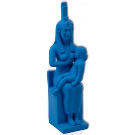 Isis Nursing Horus Blue Faience Egyptian Mother Statue