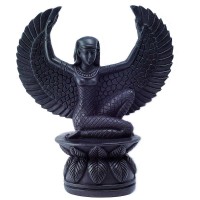Winged Isis Black Resin Statue