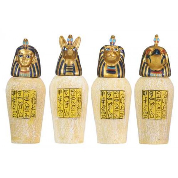 Set of 4 Mini Egyptian Canopic Jars