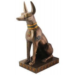 Anubis Bronze Hieroglyphic Dog Statue