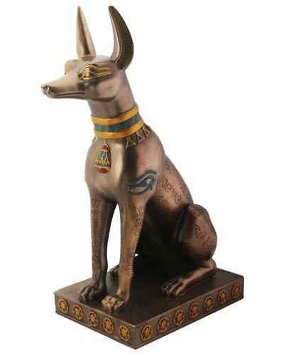 Anubis Bronze Hieroglyphic Dog Statue
