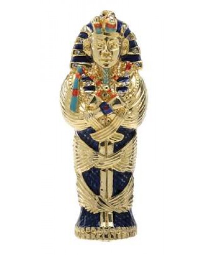 King Tut Coffin Jeweled Egyptian Gold Plated Box