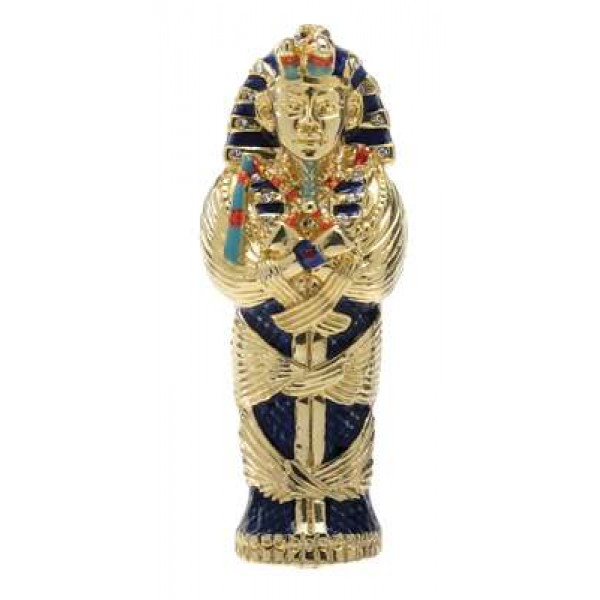 King Tut Coffin Jeweled Egyptian Gold Plated Box