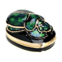 Scarab Green Jeweled Egyptian Gold Plated Box