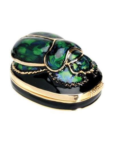 Scarab Green Jeweled Egyptian Gold Plated Box