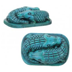 Faience Blue Egyptian Crocodile Statue