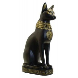 Bastet Egyptian Cat Goddess Black and Gold Statue