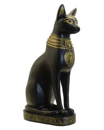 Bastet Egyptian Cat Goddess Black and Gold Statue