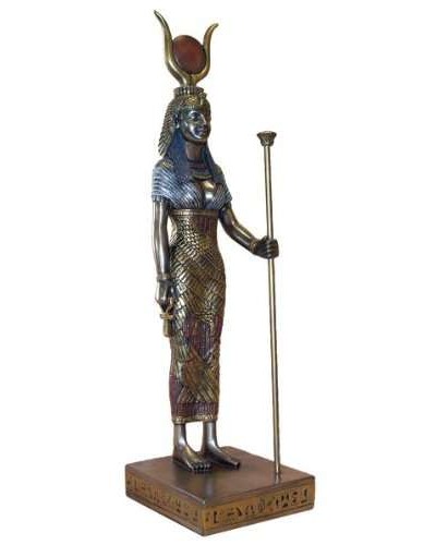 Hathor Egyptian Goddess Bronze 9 Inch Statue