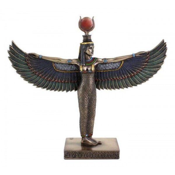 Winged Isis Standing Egyptian Bronze 8.5 Inch Statue