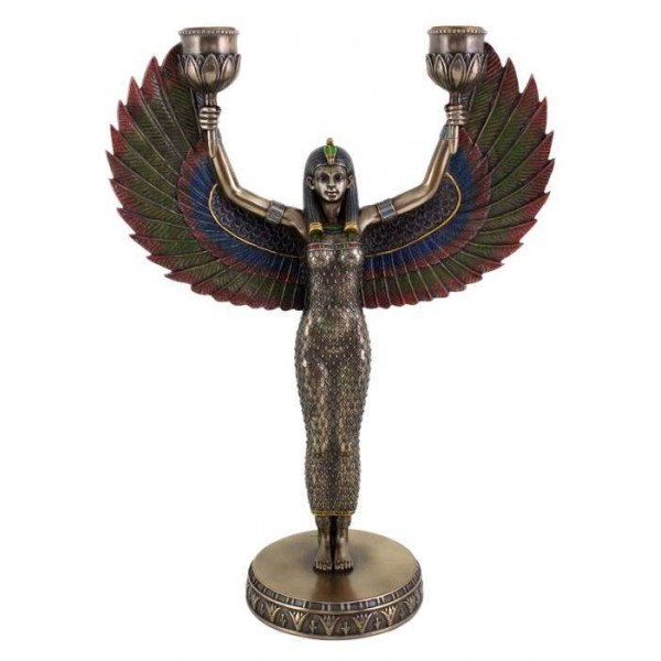 Winged Isis Egyptian Bronze Candle Holder