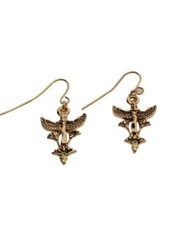 Maat Egyptian Goddess and Lotus Earrings