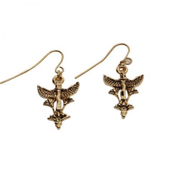 Maat Egyptian Goddess and Lotus Earrings