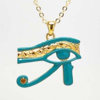 Egyptian Eye of Horus Blue Enameled Necklace Egyptian Eye of Horus Blue Enameled Necklace